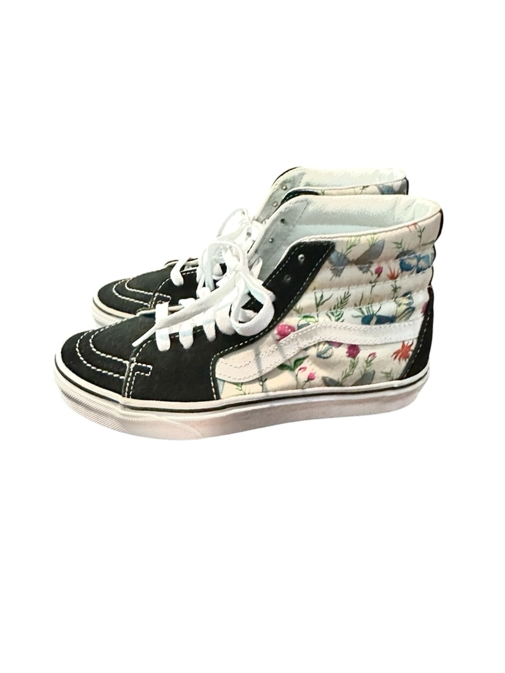 Vans High-Top Skate Shoes in Black and Floral